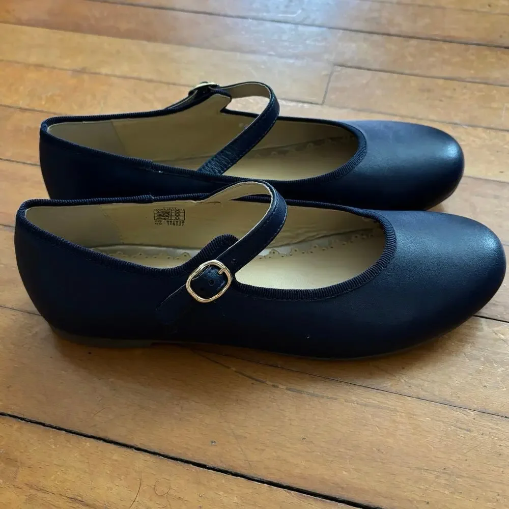 Mini Boden Size 37 US 6 Mary Jane Shoes Navy Blue Leather